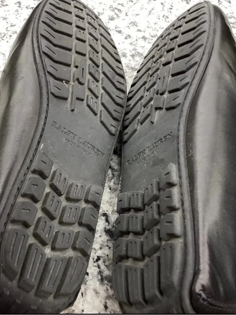 Ralph Lauren Purple Label Black Leather Tassel Driving Loafers